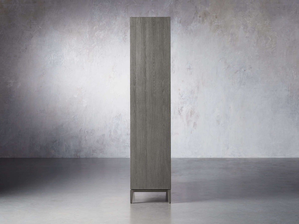 Malone Solid Wood Double Door Tall Cabinet With Leather Detailing