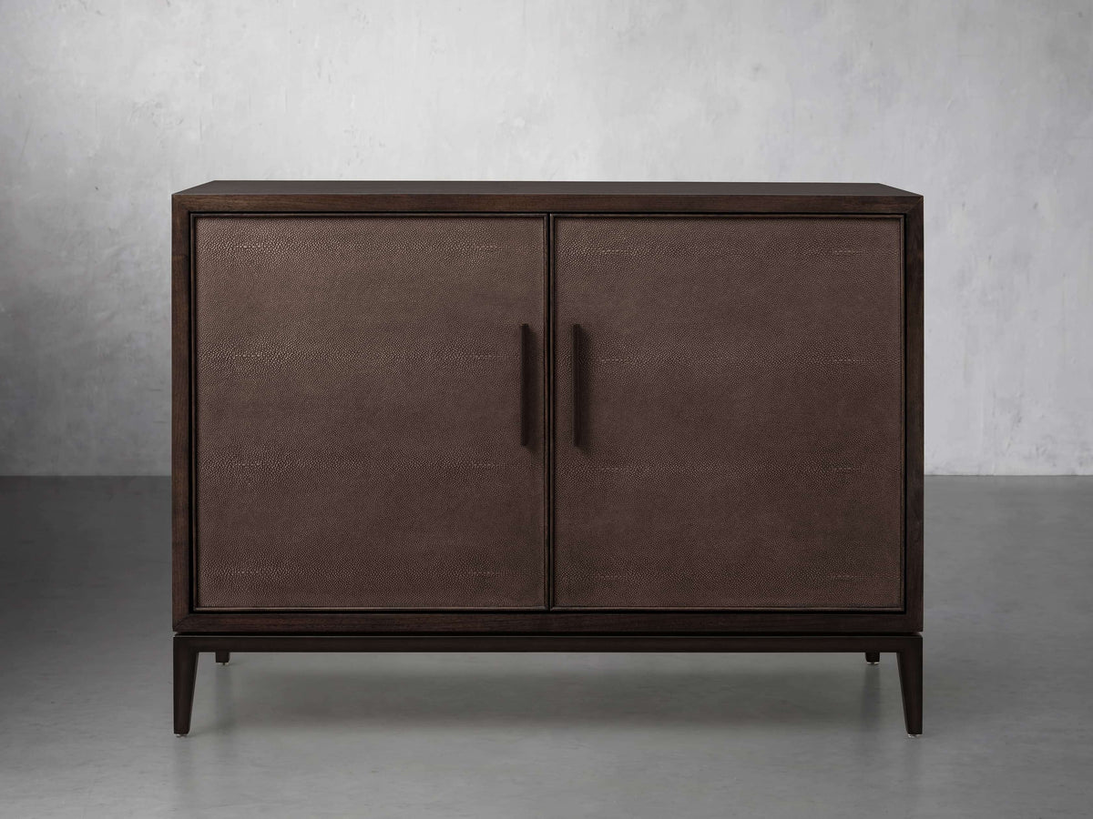 Malone Two-Door Wood Buffet Cabinet Sideboard With Leather Accents