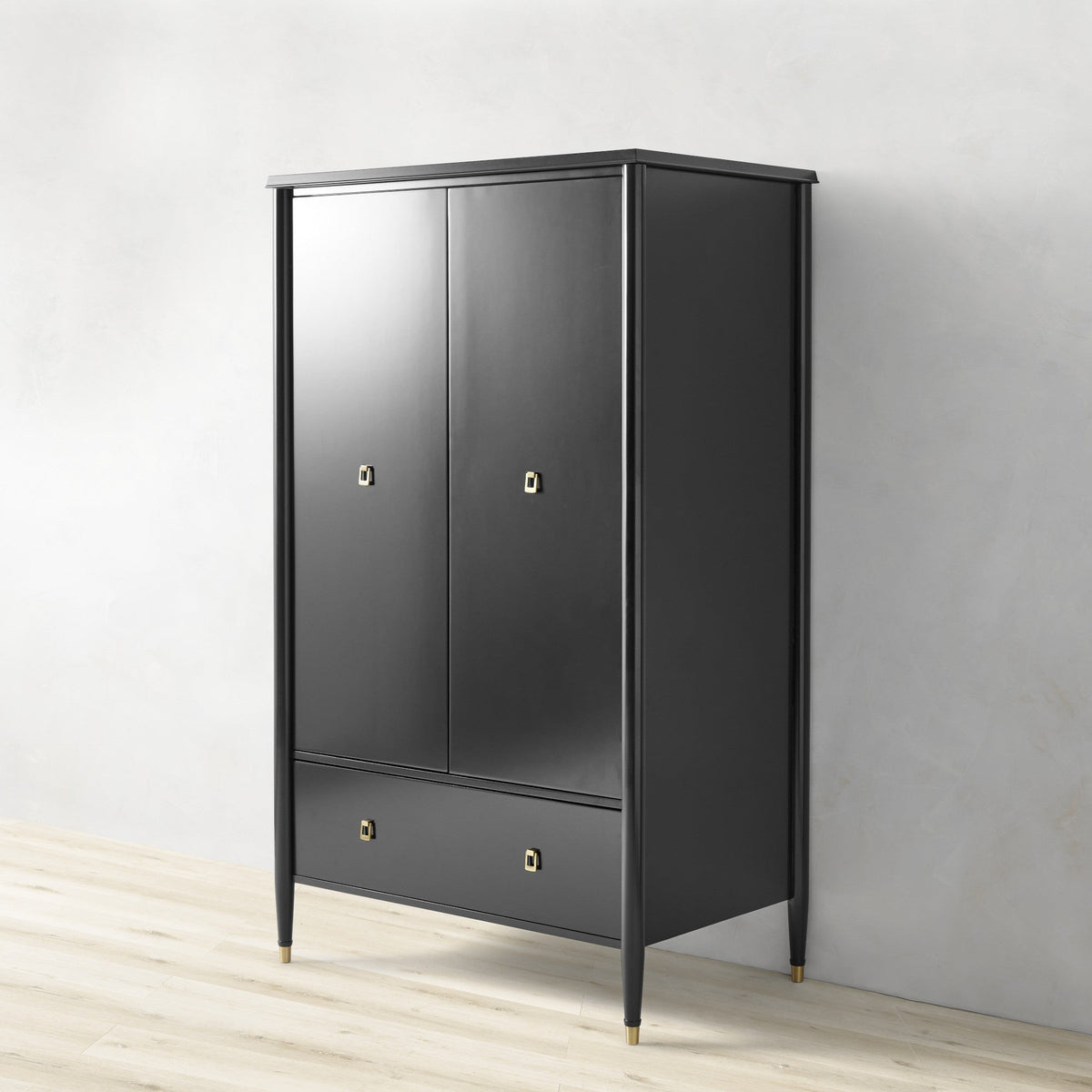 Lavenir French-Inspired Gloss Black Drawer Armoire