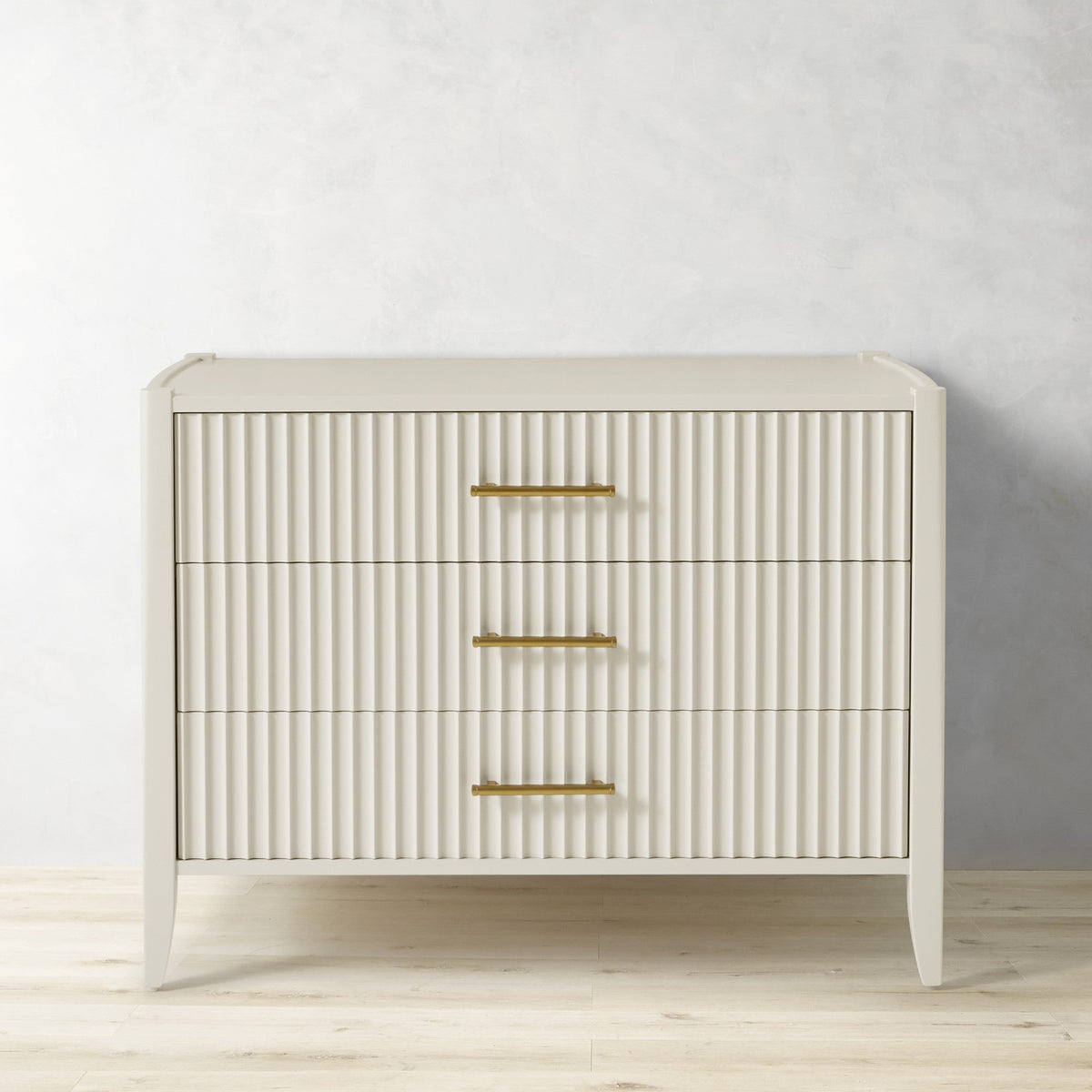 Louis 3-Drawer Fluted Nightstand Wood Bedside Storage Cabinet