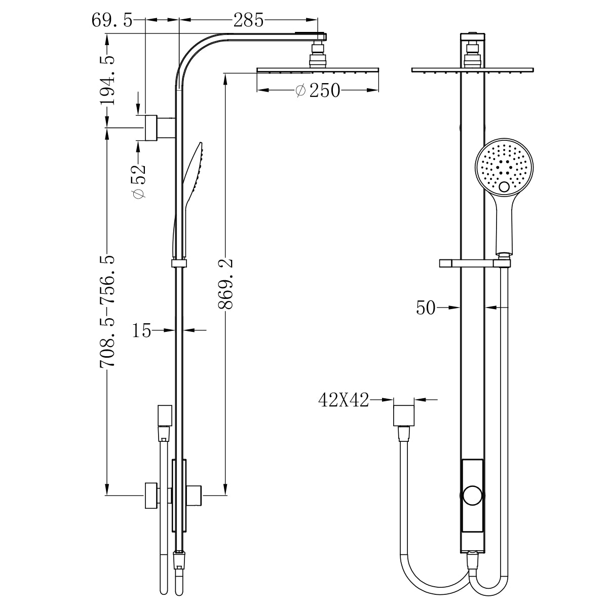 Astra Rain Round Twin Showerdouble Hose Chrome
