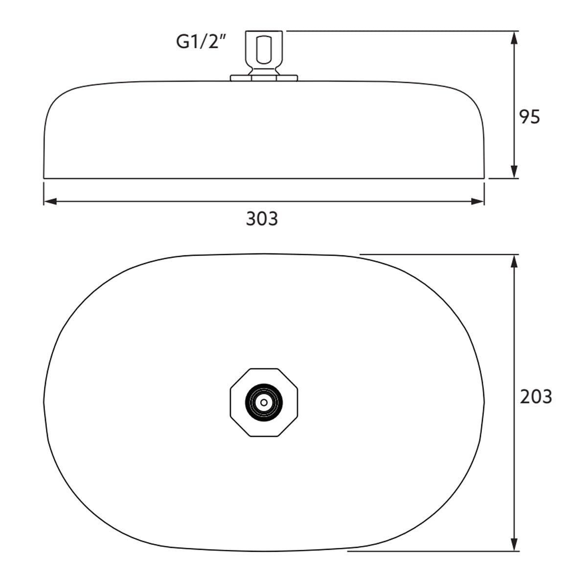 STATEMENT 1F 12" OBLONG RAINHEAD - Chrome