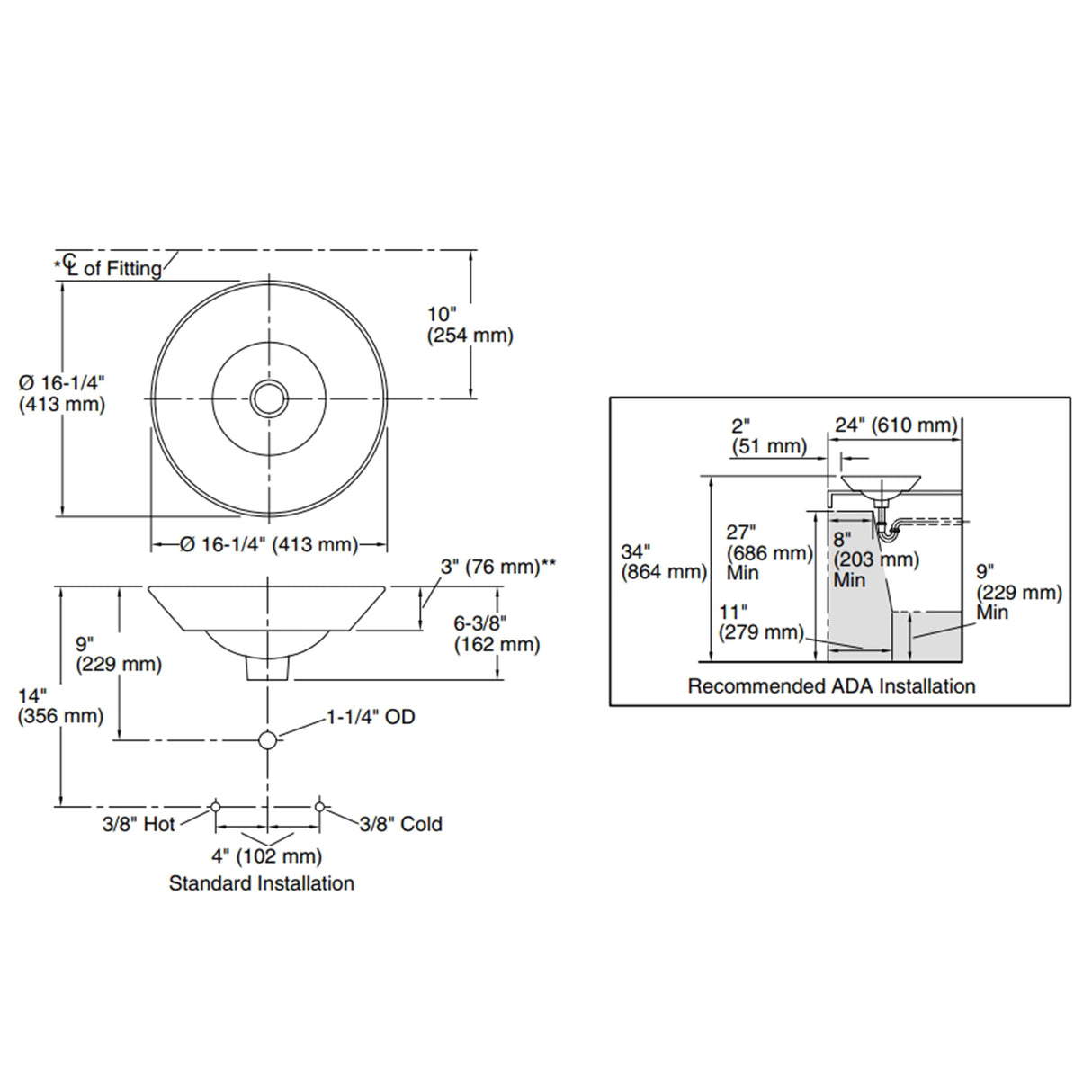 Empress Bouquet on Conical Bell Vessel Basin