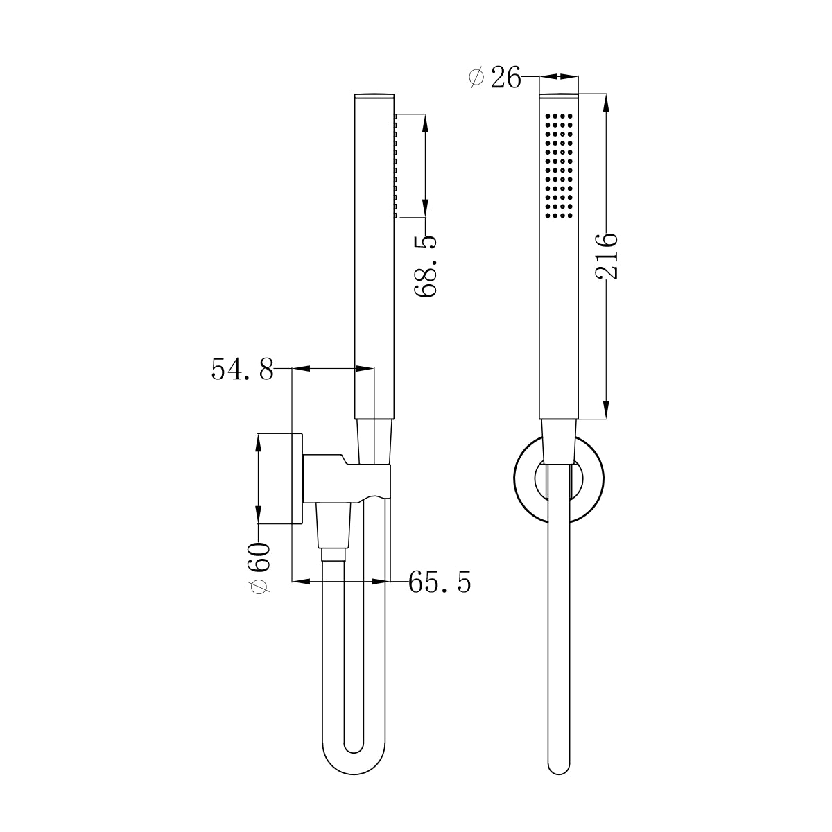 SLIM SHOWER ON BRACKET BRUSHED NICKEL