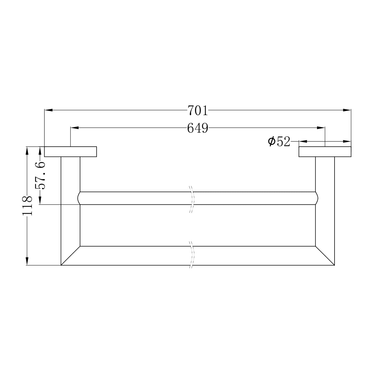 NERO Dolce Double Towel Rail 700mm Brushed Nickel