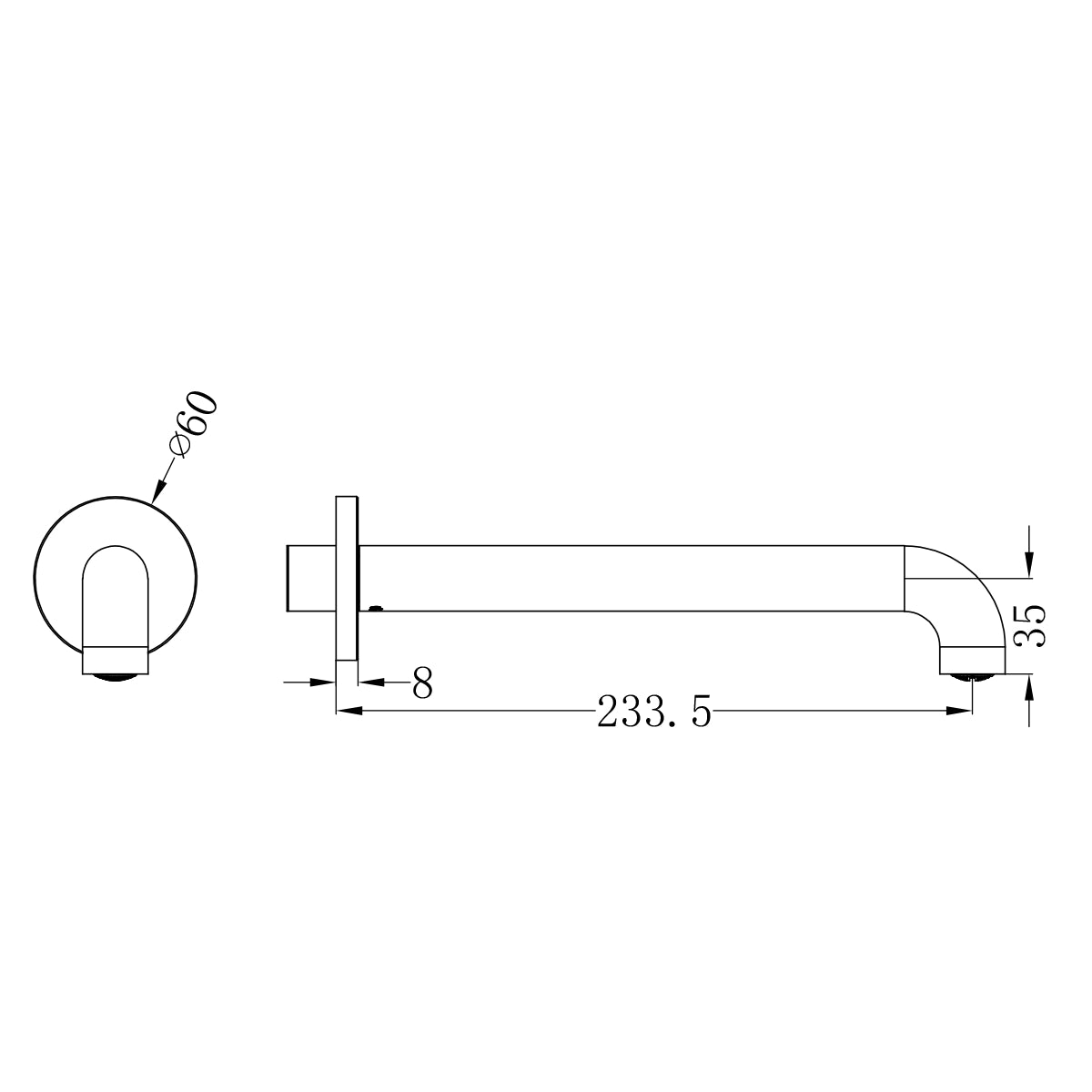 MECCA BASIN/BATH SPOUT ONLY 230MM BRUSHED GOLD