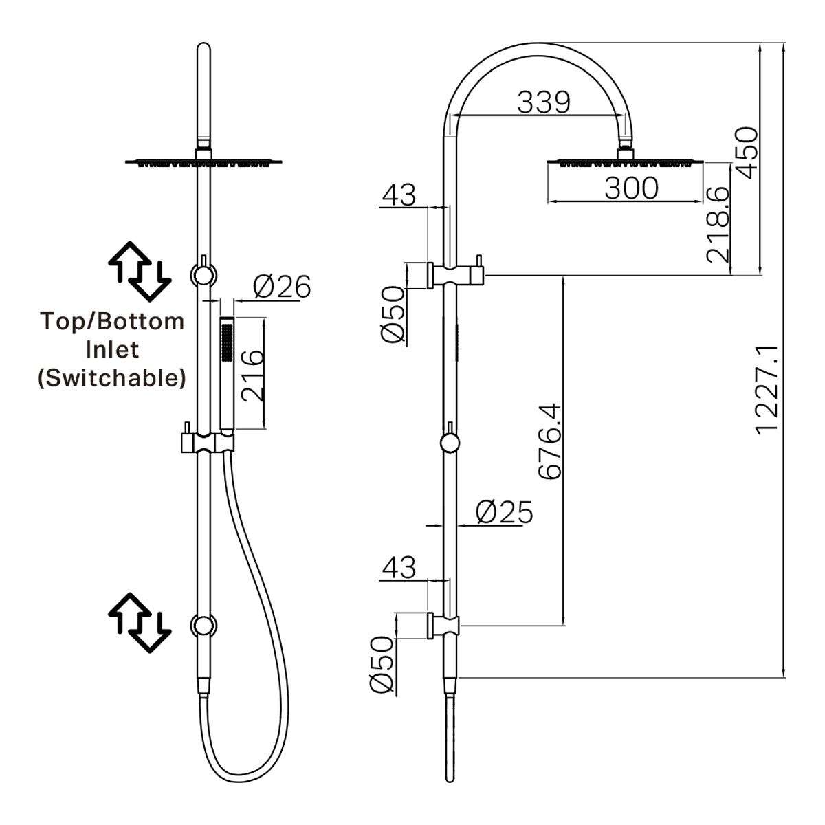 Zen Ss316l Twin Shower Brushed Gold