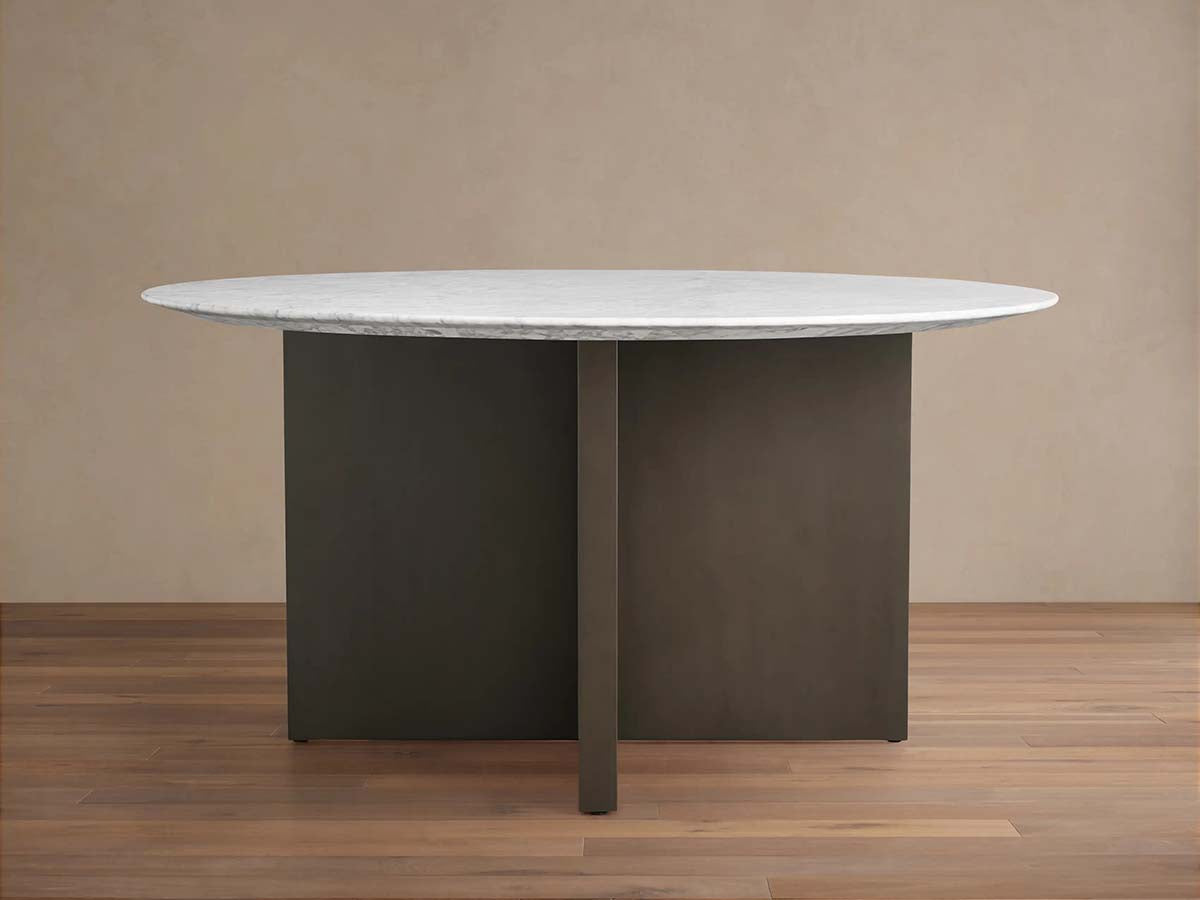 Saint Germain Round Marble Stone Dining Table With Clement Base