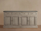 Kensington Marble Top Sideboard Pine Buffet Storage Cabinet Wood Living Room Cabinet