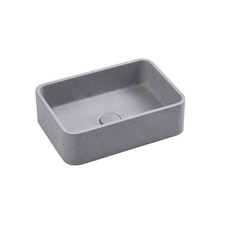 NAGA Rimini Concrete Basin with Matching Pop-up Waste Rectangle Grey Mist