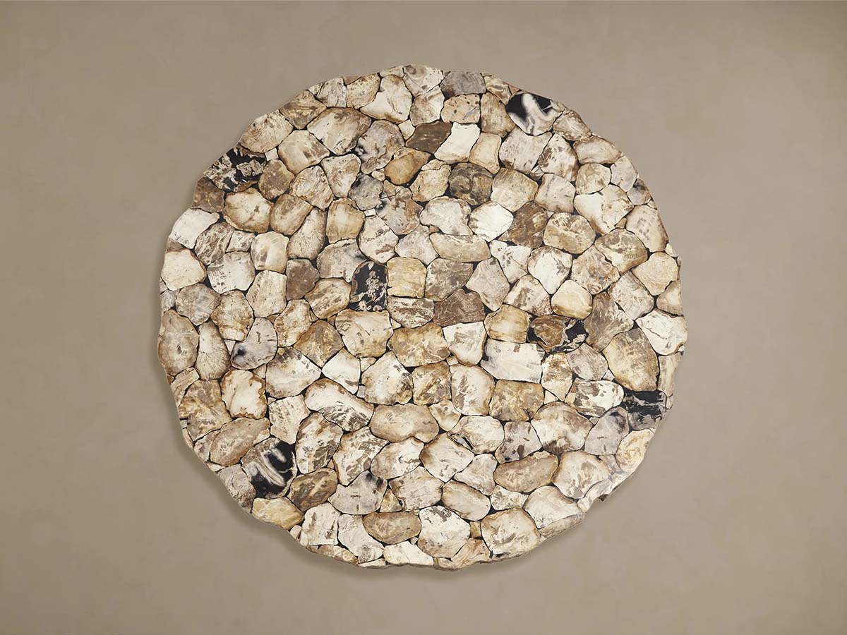 Petra Round Dining Table Inlay Splicing Tabletop With Iron Base