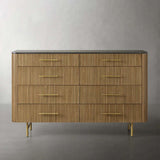 Finnley Wood Eight-Drawer Dresser with Marble or Bluestone Top Rural Chest Of 8 Drawers Cabinet