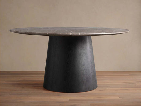 Saint Germain Round Marble Top Dining Table With Wood Toulouse Base