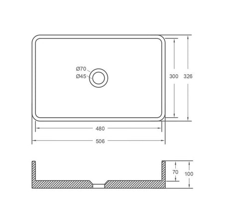 NAGA Cuneo Concrete Basin with Matching Pop-up Waste Rectangle French Grey
