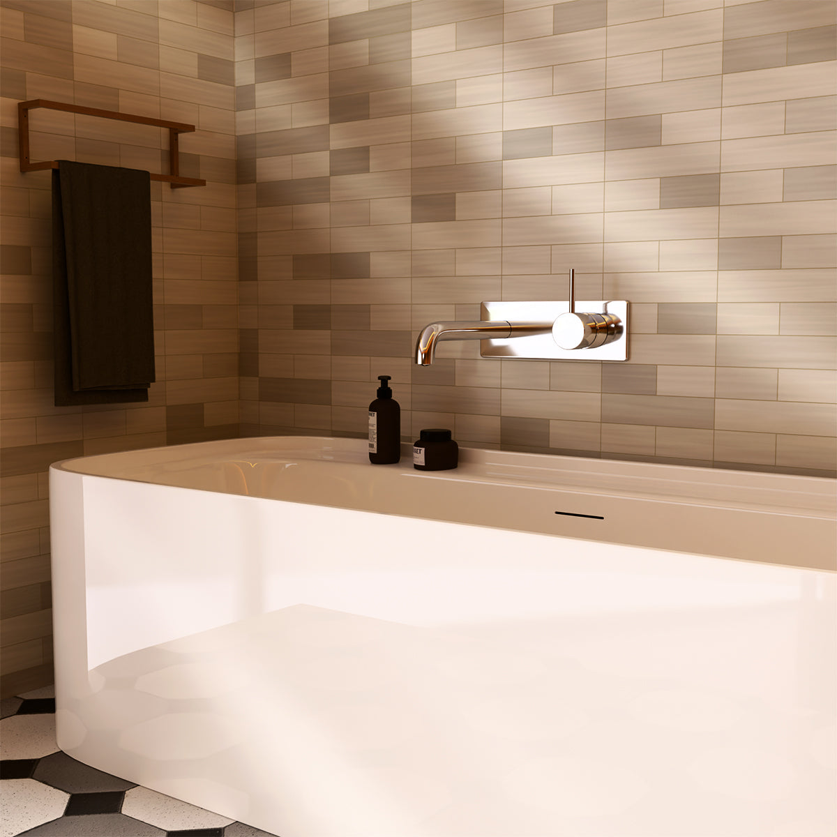 MECCA WALL BASIN/BATH MIXER HANDLE UP 120MM CHROME