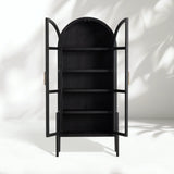 Hattie Wright Mediterranean Glass Door Display Cabinets Wood Living Dining Room Tall Cabinets