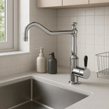 York Kitchen Mixer Hook Spout With Black Porcelain Lever Chrome