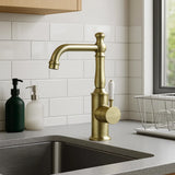 York Basin Mixer With White Porcelain Lever Aged Brass