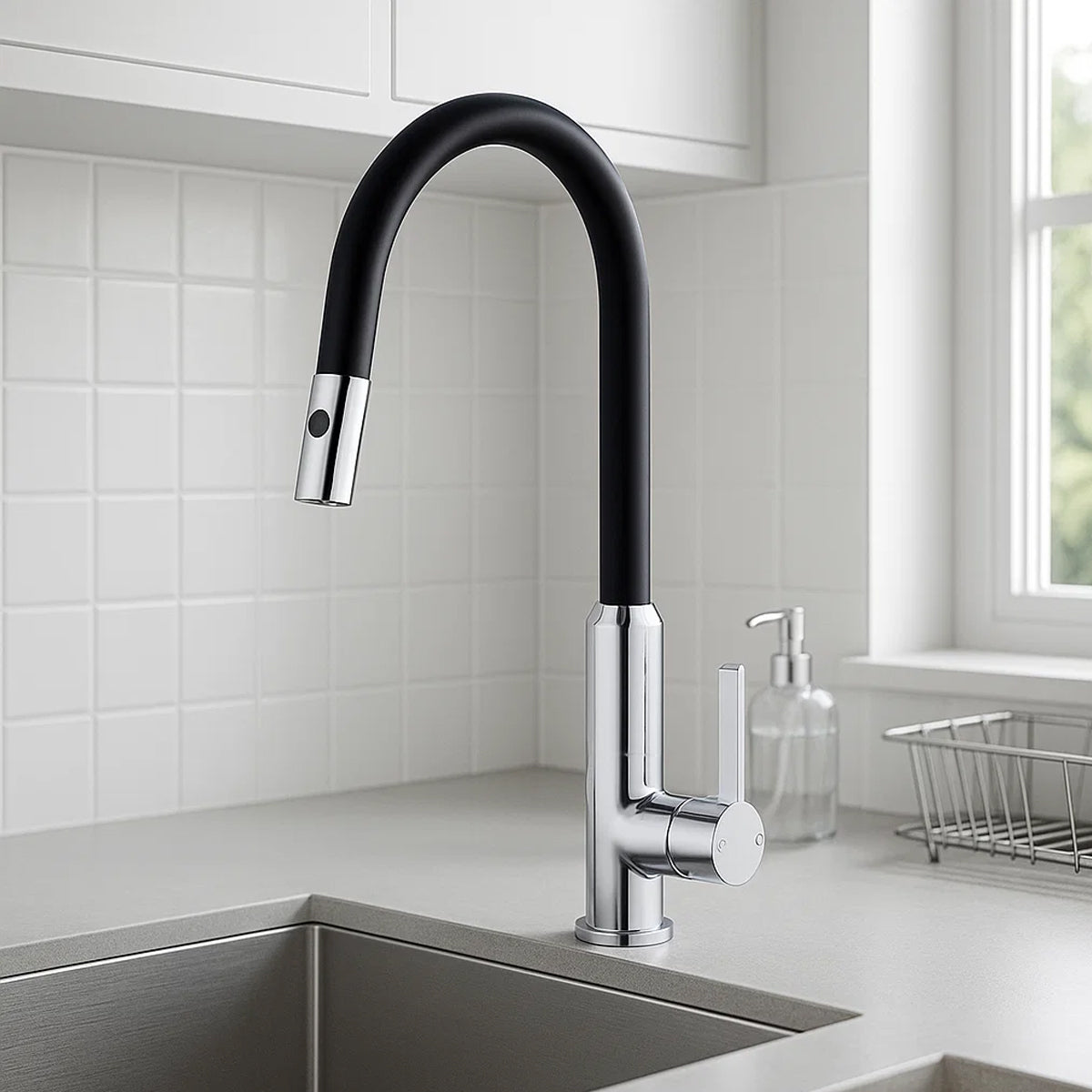 Pearl Pull Out Sink Mixer With Vegie Spray Function Matte Black