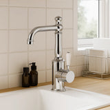 York Basin Mixer With Black Porcelain Lever Chrome