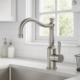 York Basin Mixer Hook Spout With Metal Lever Brushed Nickel