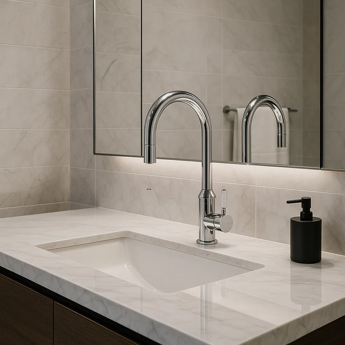 York Pull Out Sink Mixer With Vegie Spray Function With White Porcelain Lever Chrome