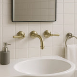 York Wall Basin Set With Metal Lever Aged Brass