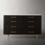 Finnley Wood Eight-Drawer Dresser with Marble or Bluestone Top Rural Chest Of 8 Drawers Cabinet