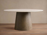 Saint Germain Round Marble Top Dining Table With Wood Toulouse Base