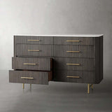 Finnley Wood Eight-Drawer Dresser with Marble or Bluestone Top Rural Chest Of 8 Drawers Cabinet