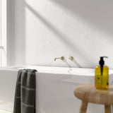 Mecca Wall Basin Mixer Separate Back Plate Handle Up 185mm Spout Brushed Gold