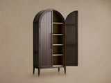 Hattie Oak Storage Cabinet Living Room Wood Tall Display Cabinet Bookcase