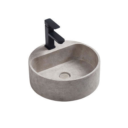 NAGA Burano Concrete Basin with Matching Pop-up Waste Round with 1 Tap Hole Burberry Stone