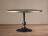 Recycled French Metal Bistro Table Black and Gold Small Dining Table with Cast Iron Wade Base