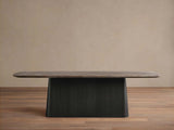 Saint Germain Natural Stone Marble Dining Table with Wood Toulouse Base