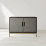 Malone Two-Door Wood Buffet Cabinet Sideboard With Leather Accents