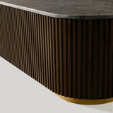 Finnley Solid Wood Coffee Table Stone Top Sofa Center Tea Table
