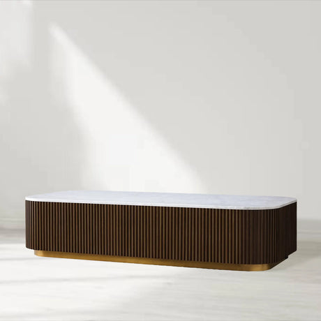 Finnley Solid Wood Coffee Table Stone Top Sofa Center Tea Table