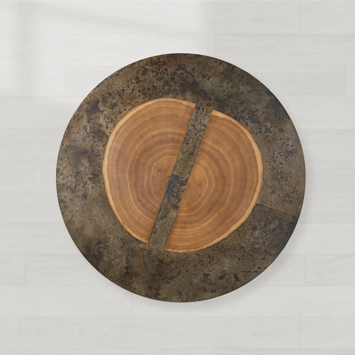 Acacius Round Coffee Table Yukas Wood Cocktail Table Sofa Industrial Center Tea Table