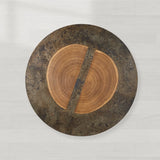 Acacius Round Coffee Table Yukas Wood Cocktail Table Sofa Industrial Center Tea Table