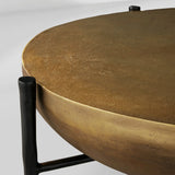Donovan Cast Aluminum Coffee Table Round Living Room Cocktail Table Metal Top Center Tea Table