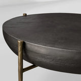 Donovan Cast Aluminum Coffee Table Round Living Room Cocktail Table Metal Top Center Tea Table