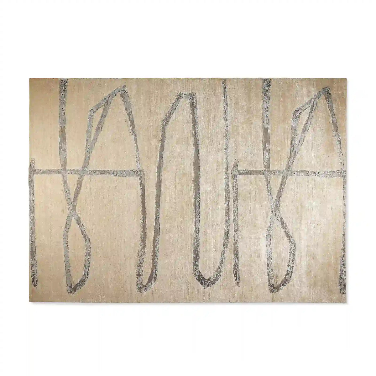 Wynra Hand-Knotted Rug Wool & Rayon Blend Carpet in Ivory