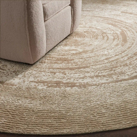 Lette Hand-Knotted Round Rug Carpet Tibetan Craftsmanship Wool Carpet