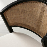 Aimee Oak Wood Dining Side Chair Rattan Cane Back Dining Chair Midcentury Living Room Chairs with Upholstered