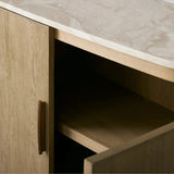 Danny Marble Top Sideboard Oak Wood Buffet Buffet Table Cabinet Country Entryways TV Cabinet
