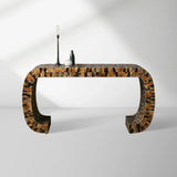 Lindly Buffalo Horn Finish Entrance Console Table Wood Frame Hallway Entryway Table