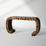Lindly Buffalo Horn Finish Entrance Console Table Wood Frame Hallway Entryway Table