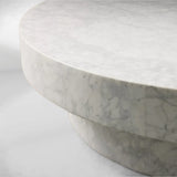 Cinzia Natural Marble Round Coffee Table Stone Cocktail Table Plinth Base Sofa Center Tea Table