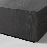 Sullivan Square Oak Coffee Table Black Wooden Plinth Cocktail Table Living Room Center Tea Table